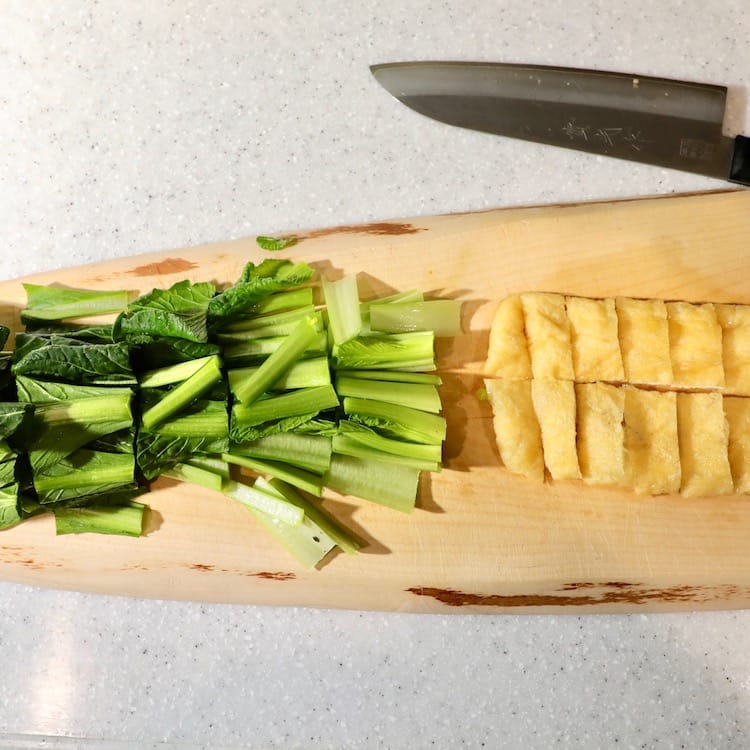 小松菜と油揚げの煮浸し（1人分）