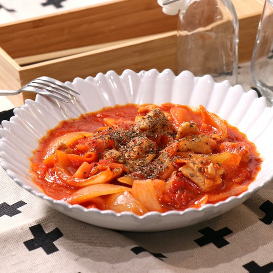 鶏肉とトマト缶のフライパン煮込み（5人分）
