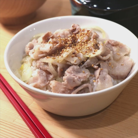 豚バラと玉ねぎのコッテリ塩ダレ丼（5人分）