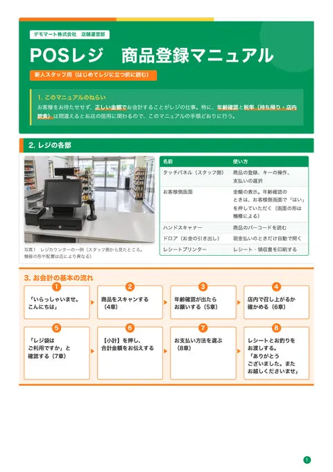 POSレジ 商品登録マニュアル（新人スタッフ用）の1ページ目